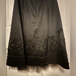 Strapless Black Beaded Dress with Belt